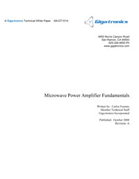 Microwave Power Amplifier Fundamentals